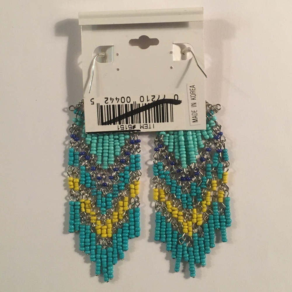 Native American Inspired Vintage Y2K Seed Bead Earrings, NWT - Picture 5 of 8